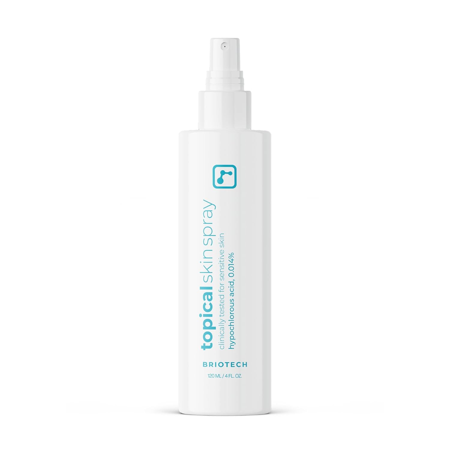 BRIOTECH Topical Skin Spray, Hypochlorous Acid Spray for Body & Face, Eyelid Cleanser, HOCl Facial Mist, Support Against Irritation and Redness, Packaging May Vary, 4oz (1 Pack)