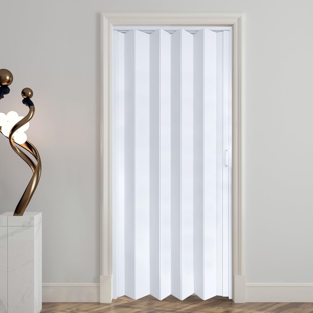 DIYHD 36x80in White Accordion Folding Closet Door, Include Door and Mounting Hardware