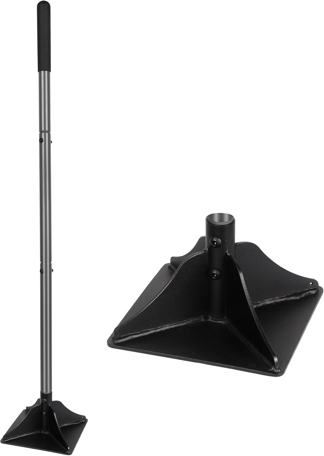Walensee Steel Tamper with 122 cm Handle 20x20cm Garden Rubber Grip for Laborsaving All-Steel Heavy Duty Ideal Tool Leveling Ground Installing pavers and Repairing Blacktop