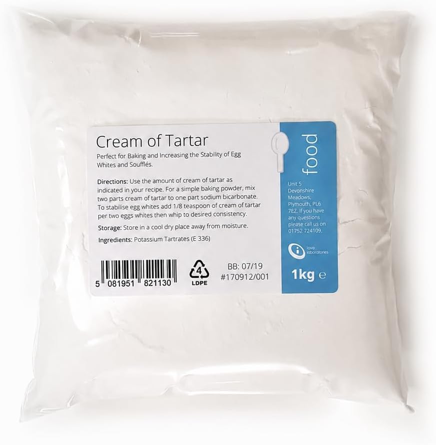 Intralabs Cream of Tartar for Baking & Playdough, Pure Food Grade Powder, 1kg