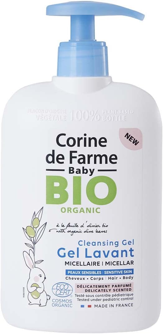 Corine de Farme - Baby Body & Hair Wash Gel - Organic Ecocert Certified - For Sensitive Skin, Delicate Hair - From Birth - 500ml