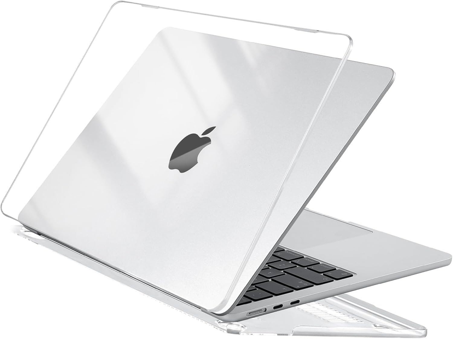 EooCoo Case compatible for M4 M3 M2 Macbook Air 15 inch A3241 A3114 A2941 with Touch ID,2025 2024 2023 Release, Transparent Plastic Hard Shell Cover, Smooth Shiny Surface, Crystal Clear
