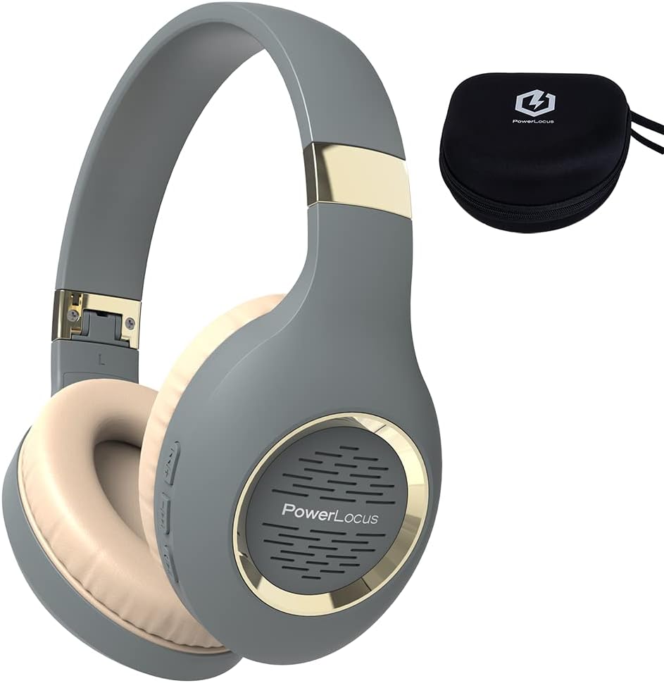 Bluetooth Headphones Over-Ear, PowerLocus Wireless Headphones, Hi-Fi Stereo Deep Bass, Soft Earmuffs Foldable Headphone with Built-in Microphone, Wireless and Wired Headset for Cell Phones,Tablets, PC