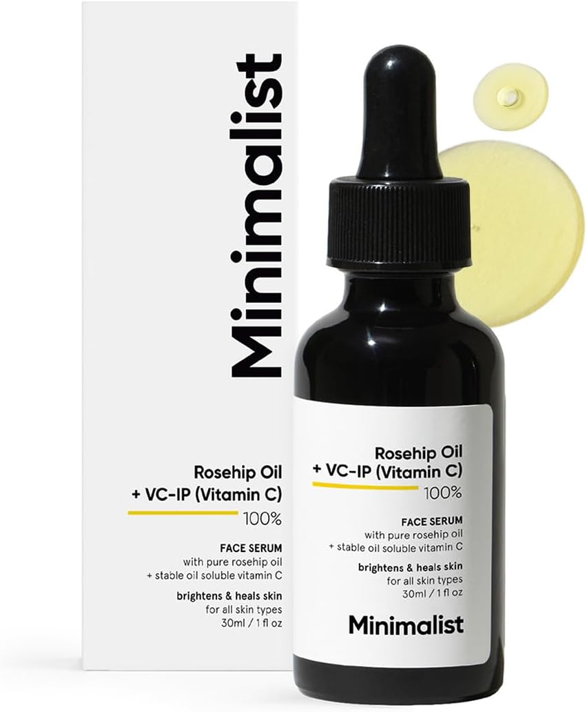 Minimalist Pure Rosehip Oil with Vitamin C Face Serum for Glowing Skin | Facial Oil For Men & Women | 30 ml