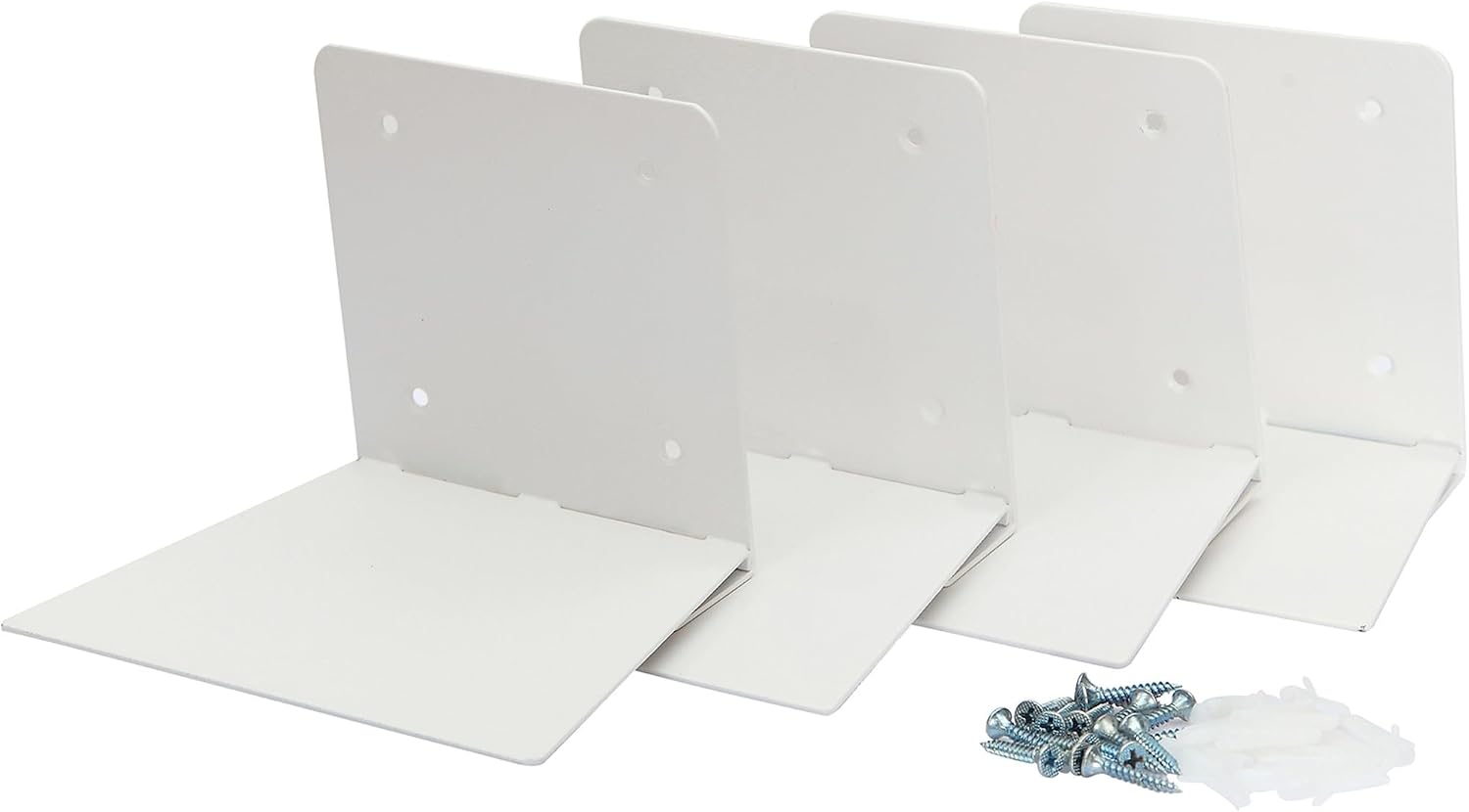 STORAGE MANIAC Invisible Floating Bookshelves Wall Mounted, Heavy-Duty Book Organizers, Iron Wall Mounted Shelves for Bedroom, White 4-Pack Large