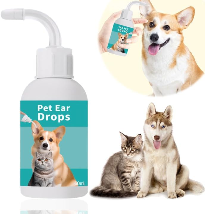 Ear Mite Treatment for Dogs Cats, Ear Care for Dogs, Ear Cleaner for Dogs, Provides Relief for Yeast Infection-Itching and Odours, Ear Mites Built-Up Wax And Dirt, First Aid Antiseptic for Dogs Cats