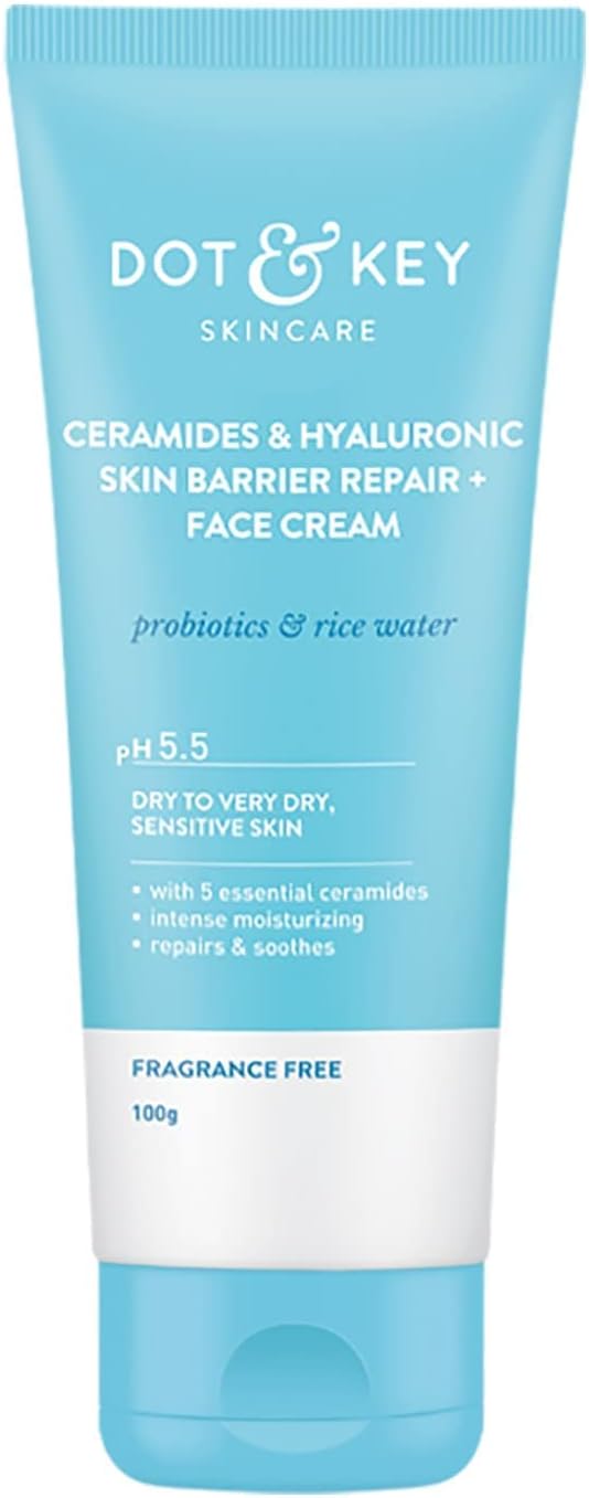 LOGY Ceramides & Hyaluronic Hydrating Face Cream With Probiotic & Rice Water I Barrier Repair For Dry Skin, 100g