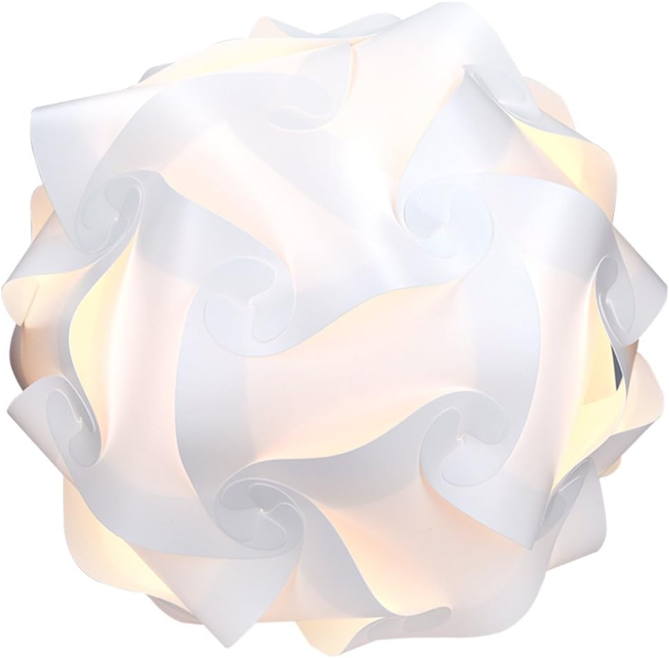 kwmobile DIY Puzzle Lamp Shade - Modern IQ Jigsaw Light in 30 Pieces min. 15 Different Designs - Diameter Approx. 15.7 in / 40 cm - White in Size XL