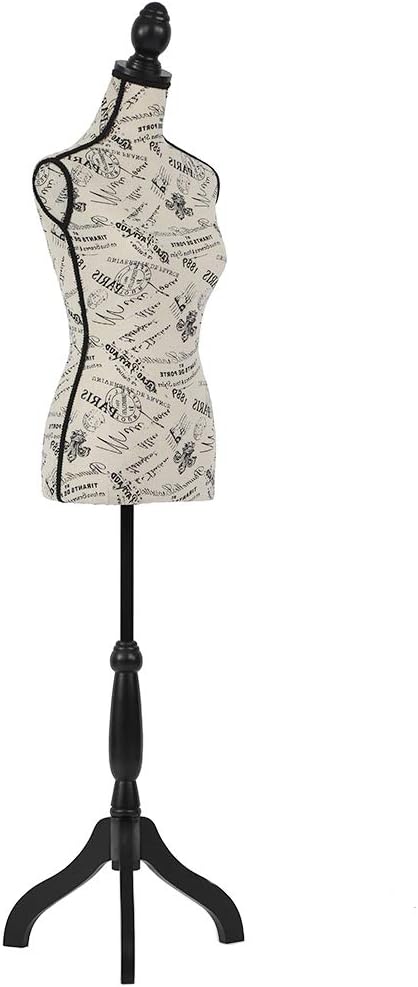 FDW Manikin 60”-67”Height Adjustable Female Dress Model Display Torso Body Tripod Stand Clothing Forms (CM)