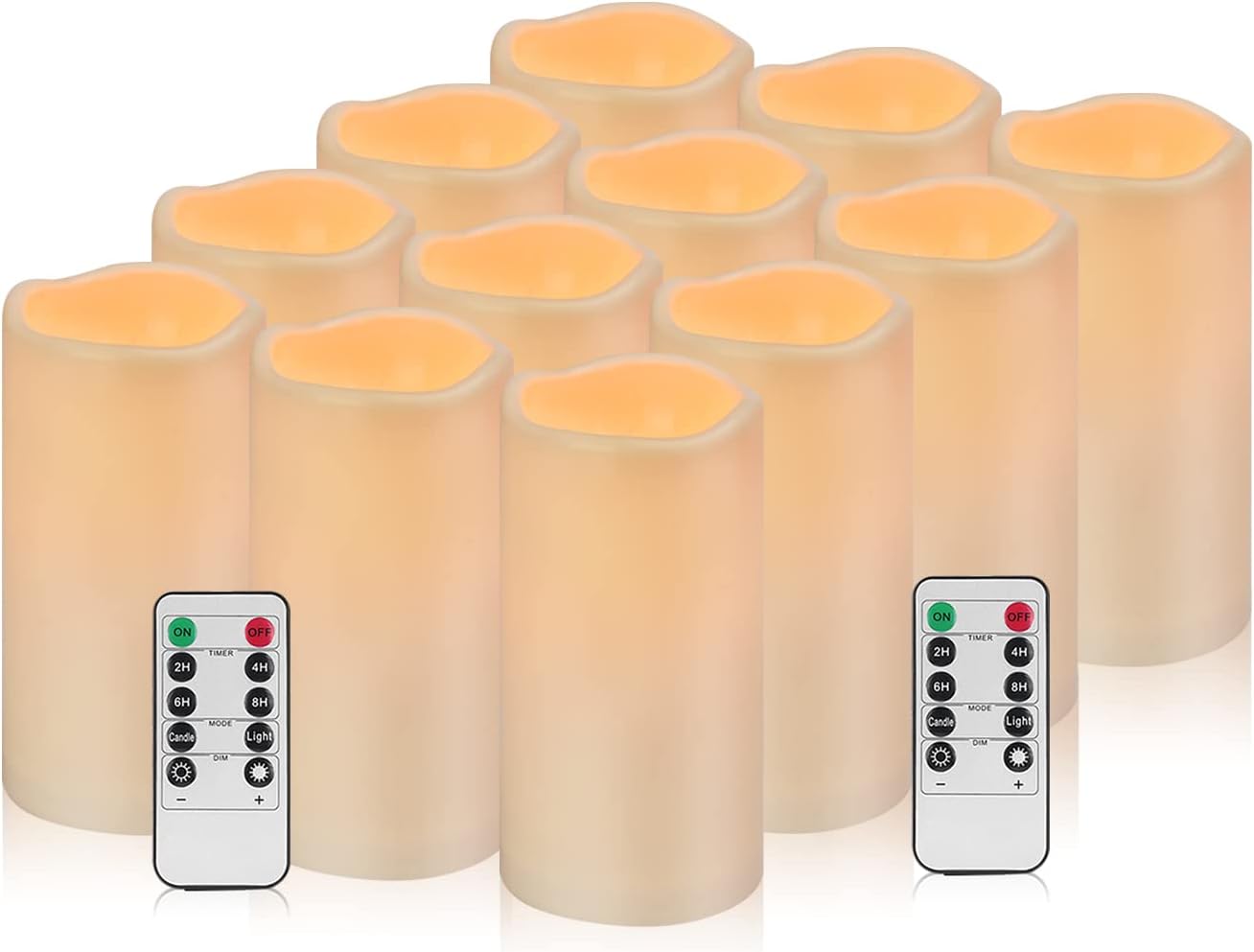 Artmarry Flickering Flameless Candles 12 Pack Large (D 3.0" x H 6") LED Candles Pillar Outdoor Indoor Waterproof Battery Operated Candles with Remote Control (Waterproof, 12 Pack - 3.0" Diameter)