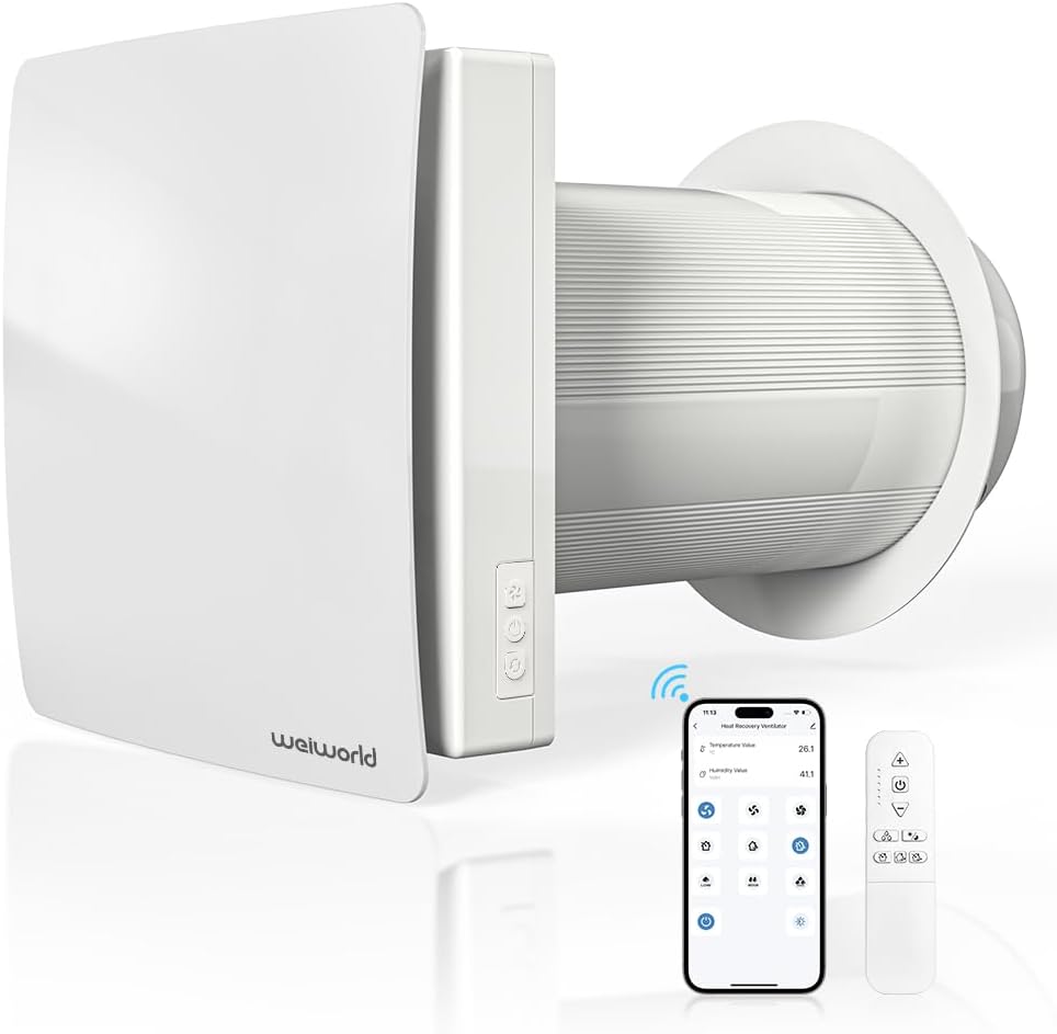 150mm Through Wall HEPA Fresh Air Ventilation System, Quiet Wall Mounted Ventilation Fan with WiFi & Remote Control, Intake/Extract/Circulation Modes for Bedroom, Office & Flat