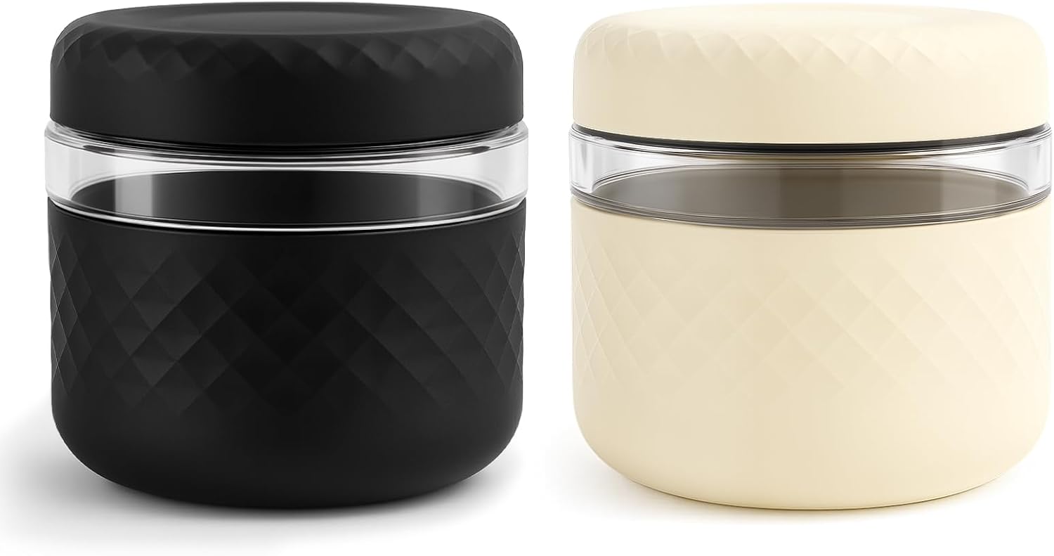 24 oz/3 Cup Glass Lunch Bowl Containers with Lids, 2 Pack, BPA-Free | Leak & Spill Proof, Microwave & Dishwasher Safe, Airtight Meal Prep & Food Storage Jar for Lunch, Soup, Oats, Stew, Yogurt