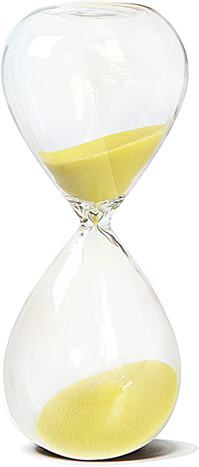 Hourglass, HoveBeaty Hand-Blown Sand Timer Set for Time Management 15 Minutes Durable Glass Construction (15 min, Yellow)