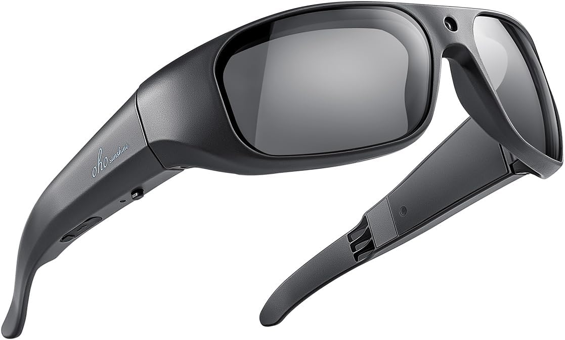 OhO sunshine 4K UHD Camera Sunglasses, Record-While-Charging, Water Resistant, UV Protection Lenses, Unisex