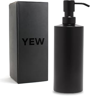 Black Soap Dispenser Stainless Steel for Bathroom and Kitchen Sink, 15oz Refillable Round Rustproof Hand Dish Soap Dispenser Pump for Detergent, Lotion, and Countertop