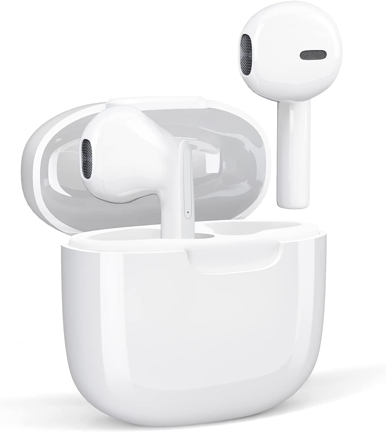 HKBTCH ETRSAIRL Ear Buds Wireless Earbuds, Headphones, Bluetooth 3D HiFi Stereo, Noise Cancellation in-Ear with Charging Case, Waterproof, for Sports Work(White)