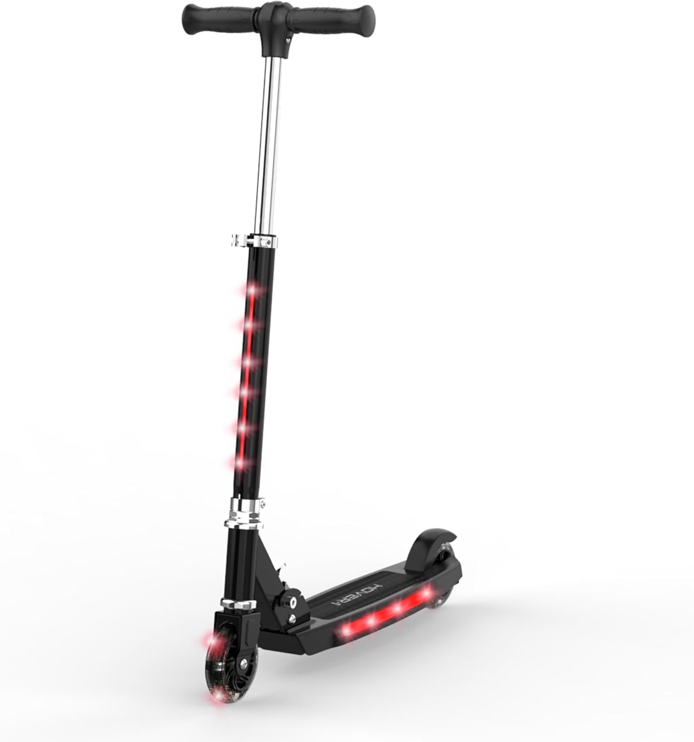 Hover-1 Lunar Kids Folding Kick Scooter with Color-Changing LED Light Up Wheels, Foot Brake, Adjustable Height Handle, and Light Weight Design