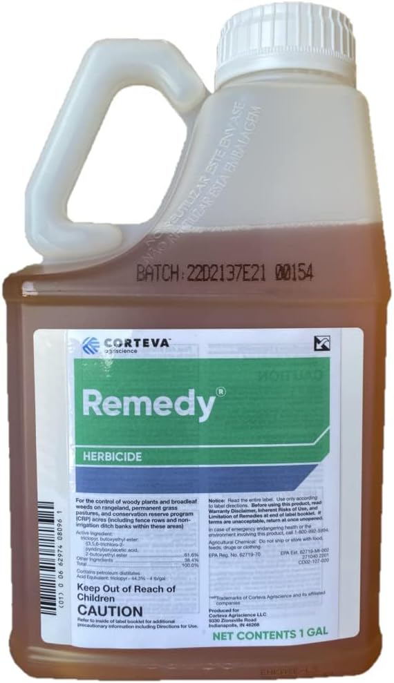 Remedy Specialty Herbicide Weed Killer & Brush Control At Rangeland, Pasture and Fence Lines, Triclopyr Concentrated, Use Alone Or Tank Mix With GrazonNext/ForeFront HL Herbicide, 1 Gallon