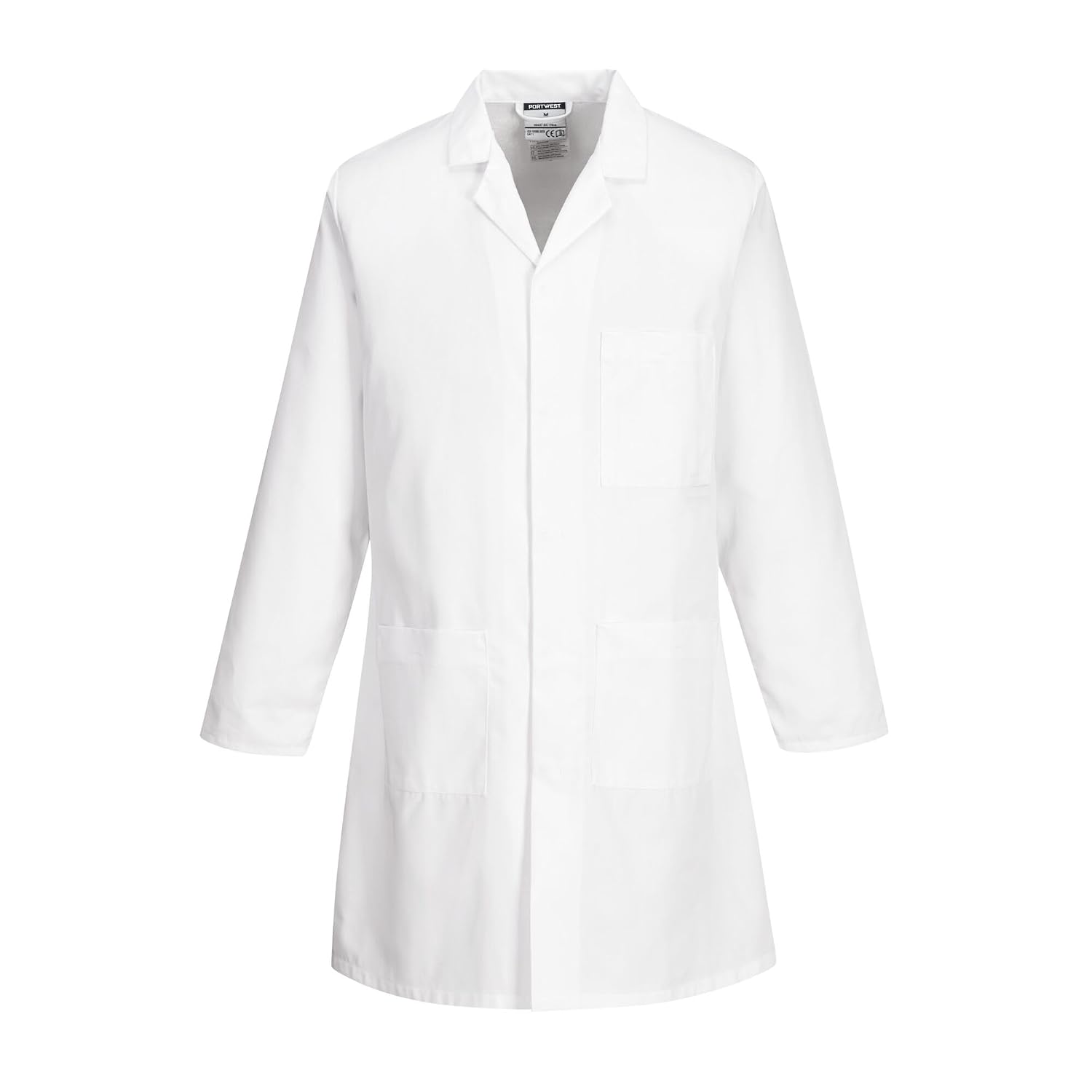 Portwest 2852 Standard Lab Coat Kingsmill Polycotton Stud Front