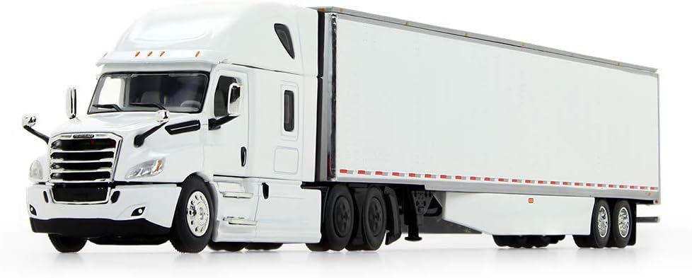 First Gear 1/64 Scale Diecast Collectible White/White Freightliner New Cascadia High-Roof Sleeper with 53' Utility Trailer with Skirts (60-0744)