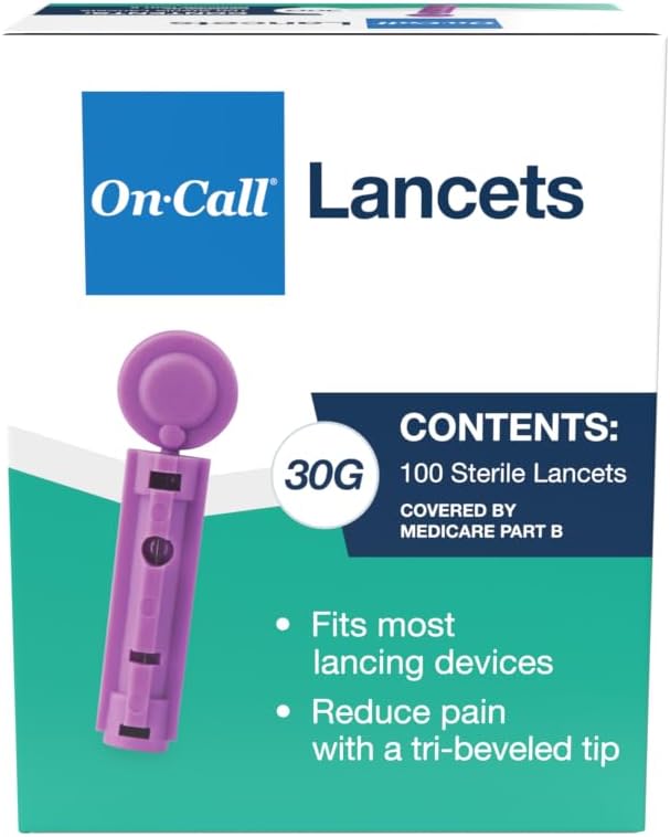 On Call G124-10A Sterile Lancets, Blue