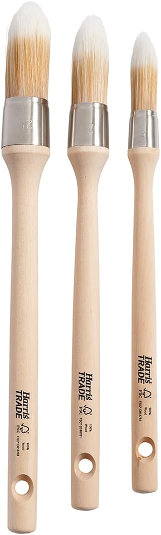 Harris Trade Round Sash Brushes 3 Pack, Brown