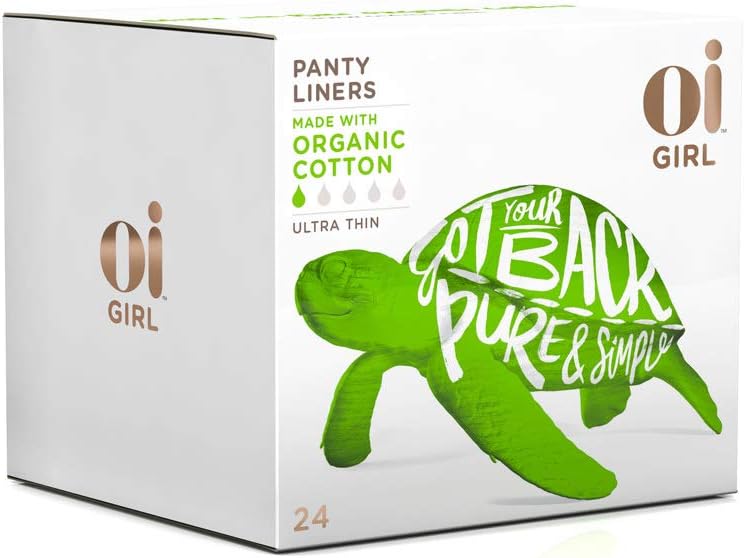 Oi Girl Organic Panty Liners, Box of 24 Ultra-Thin Panty Liners, Individually-Wrapped