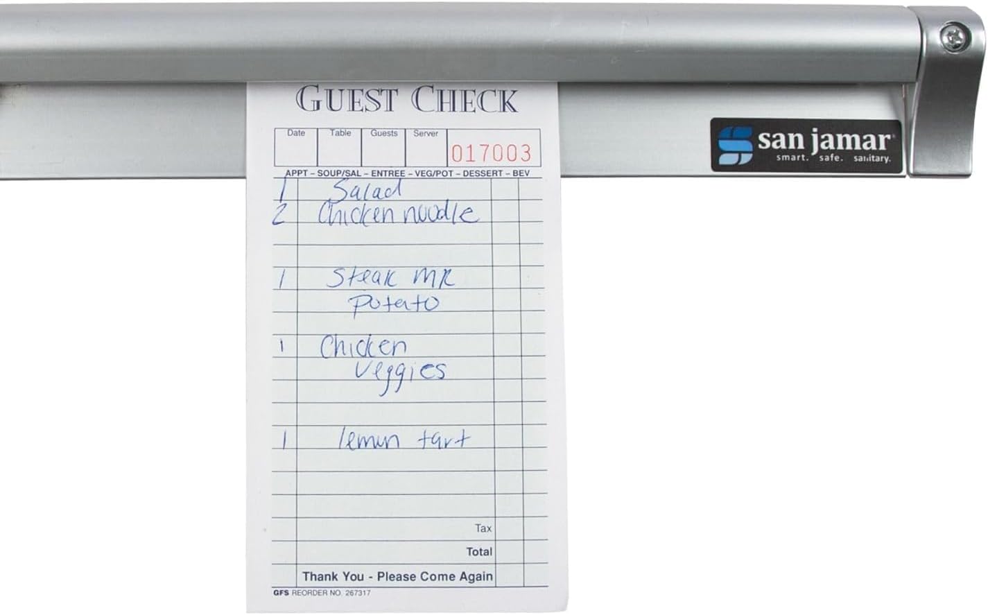 San Jamar Order Ticket Holder for Restaurant – 18" Anodized Aluminum Metal Receipt Holder with Grip Track – Durable Wall Mount Check Rack for Kitchen, Restaurant and Service Counters