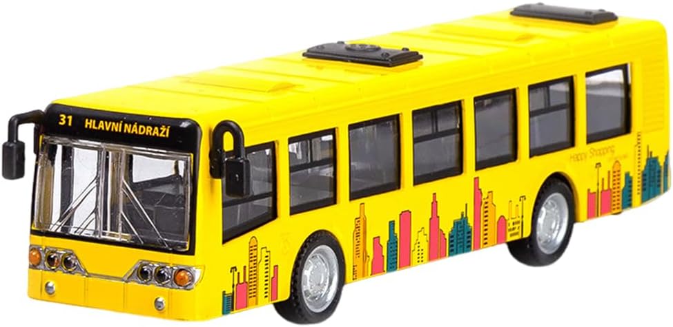 Scale Alloy Pull Back Bus Toy for Kids Diecast City Bus Model Car with Metal Body, Realistic Details, Smooth Wheels, Educational Pretend Play Vehicle Gift for Boys Girls