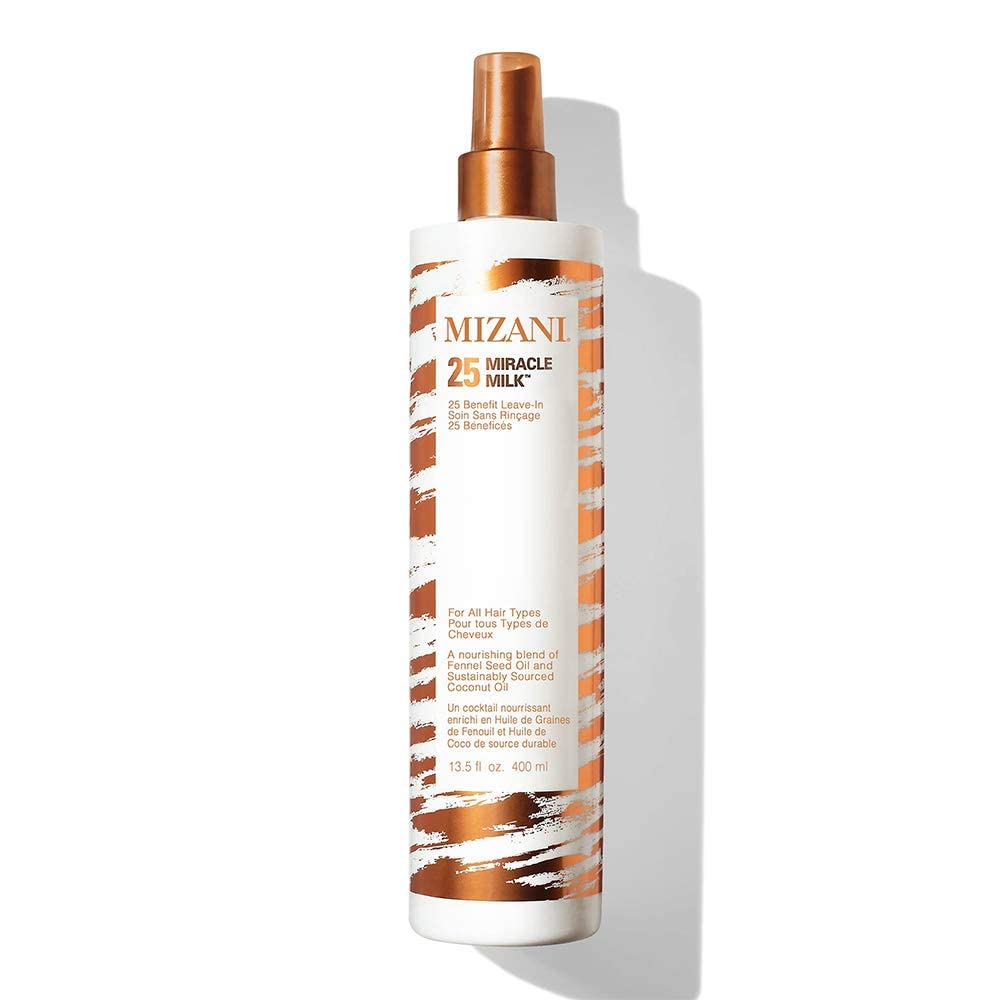 Mizani 25 Benefit Miracle Milk Leave in Conditioner - Heat Protectant & Detangler Spray, With Coconut Oil, For Frizzy & Curly Hair