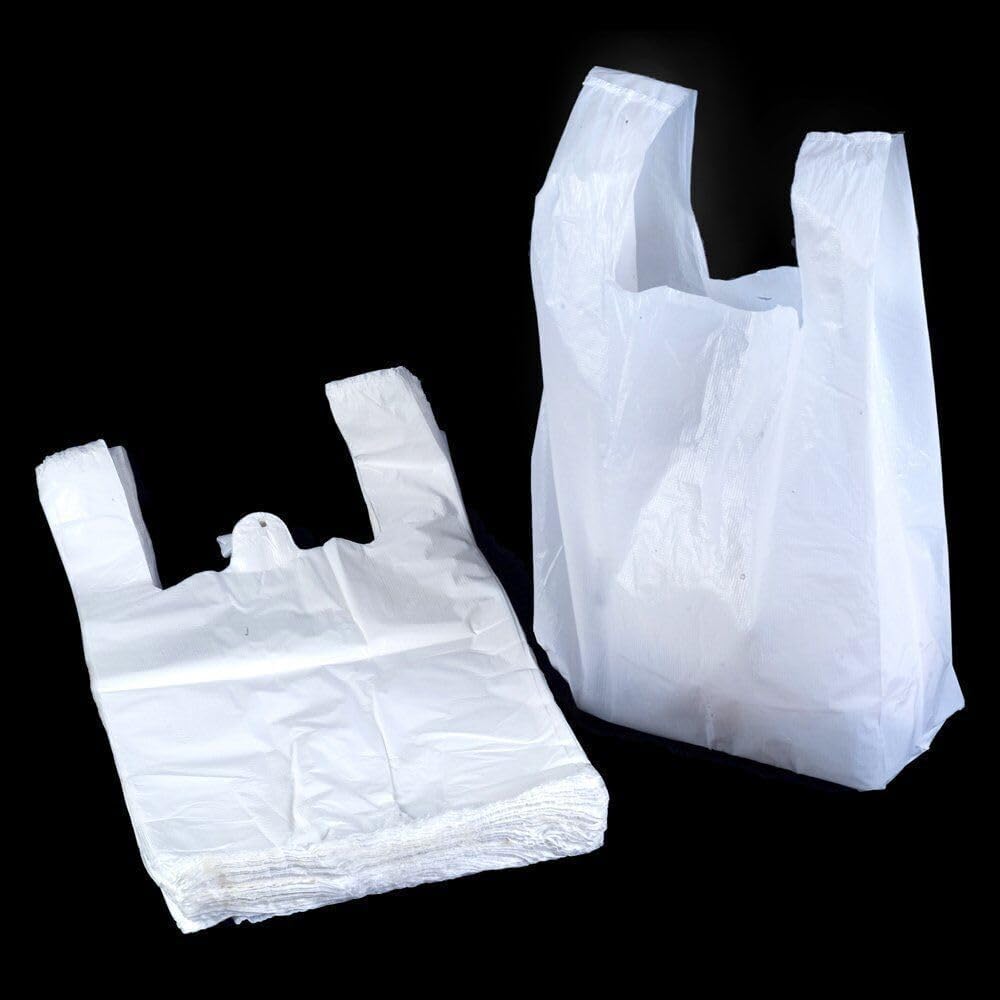 100 X AMD Nexus White Carrier Bags 11 x 17 x 21" - Large Plastic Carrier Bags Heavy Duty Vest Carrier Bags