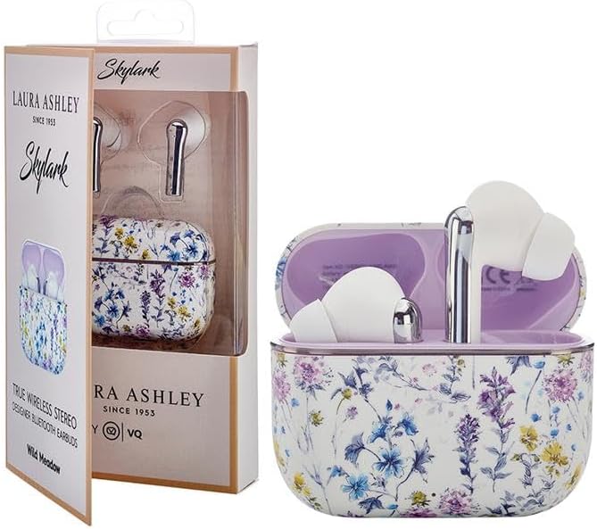 Laura Ashley Skylark True Wireless Earbuds for iPhone & Android - (ENC) Enhanced Noise Cancelling Bluetooth Earbuds with Mic - Up to 45 Hours Battery Life 5.4 Bluetooth Ear Buds - in Ear Headphones