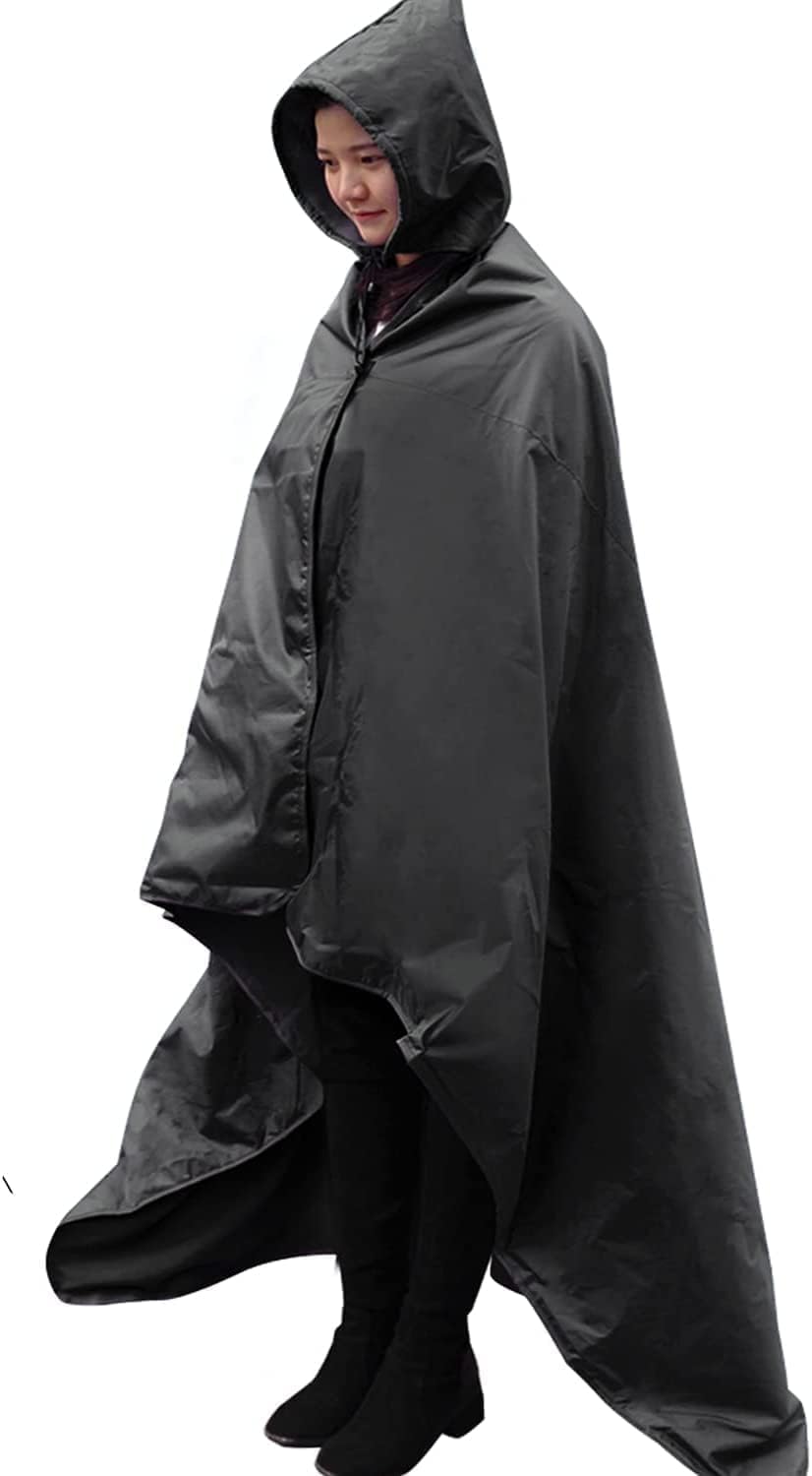 DUKUSEEK Hooded Stadium Blanket, Waterproof Windproof Outdoor Fleece Blanket - Large (79x56), Portable, Wearable, Warm for Outdoor Camping, Picnic, Stadium, Sports, Beach, Concerts, Car, Dogs…