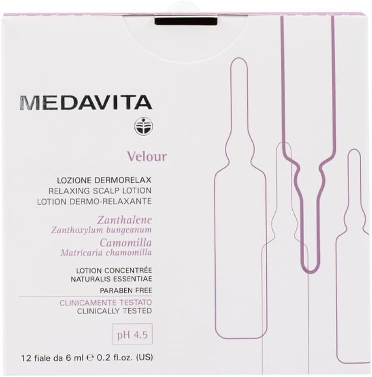 Medavita | Velour Dermorelax Lotion 12 Vials x 6 ml, Dermorelaxing and Soothing Hair Lotion, pH 4.5, Made in Italy