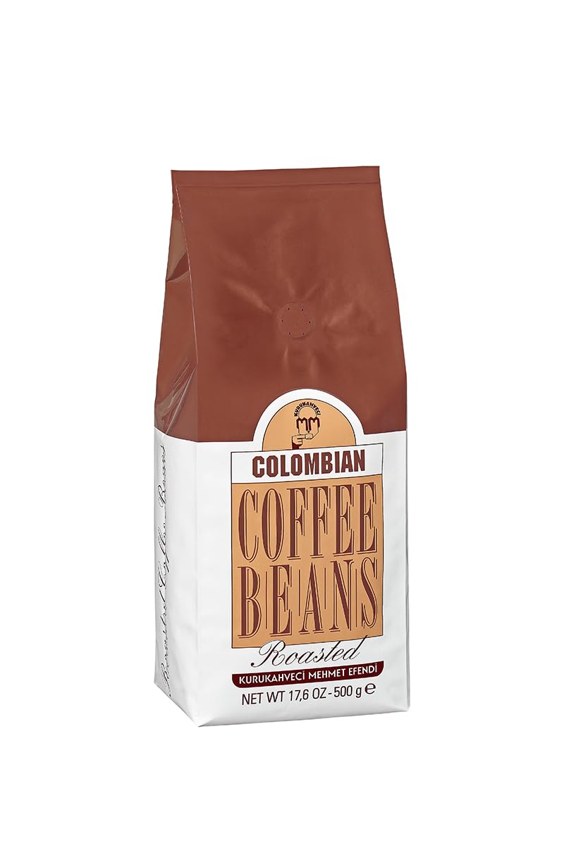 KURUKAHVECI MEHMET EFENDI Colombian Roasted Coffee Beans – Rich & Smooth Arabica, Full-Bodied & Smooth Flavor, Freshly Roasted, 17.6 Fl OZ (500g)