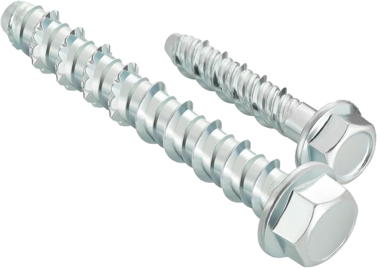 Wavanta 20Pcs Concrete Screws Bolts, M6 x 50mm Masonry Screws for Brick Wall, Flange Hexagonal Head Concrete Anchor Bolts, Used for Fixing on Masonry, Marble, Brick, Wood, Stone