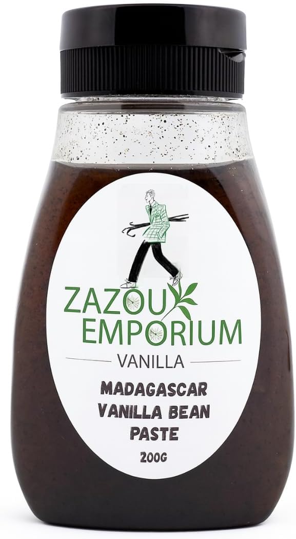 Madagascar Vanilla Paste, With Seeds - Perfect for Ice Cream - For Chefs and Home Cooking, Baking and Dessert Making. Squeeze Bottle for easy application. (200g)