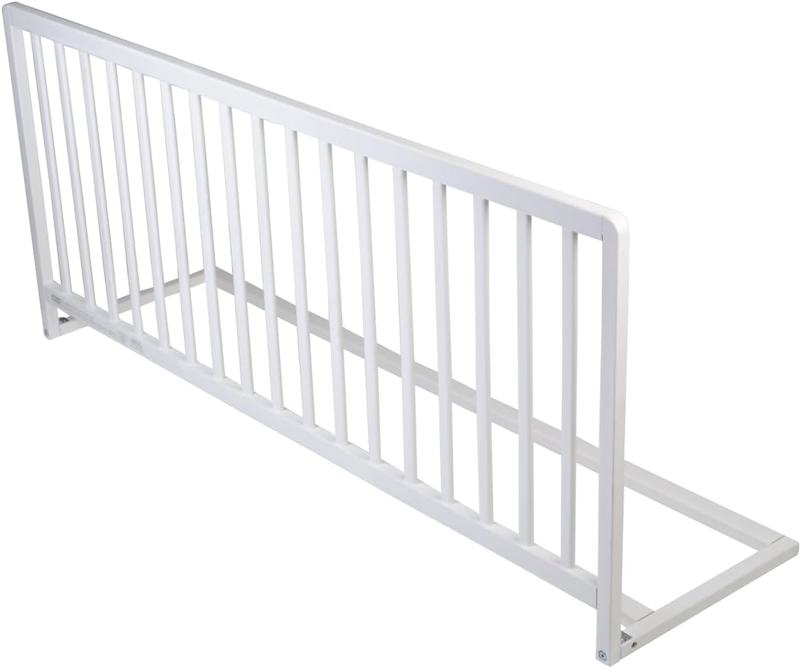 Safetots Extra Wide Extra Tall Wooden Bed Guard, White, 60cm High x 140cm Wide, Toddler Bedrail for Safety, Secure Child Bed Rail, Pre-Assembled, Easy Installation