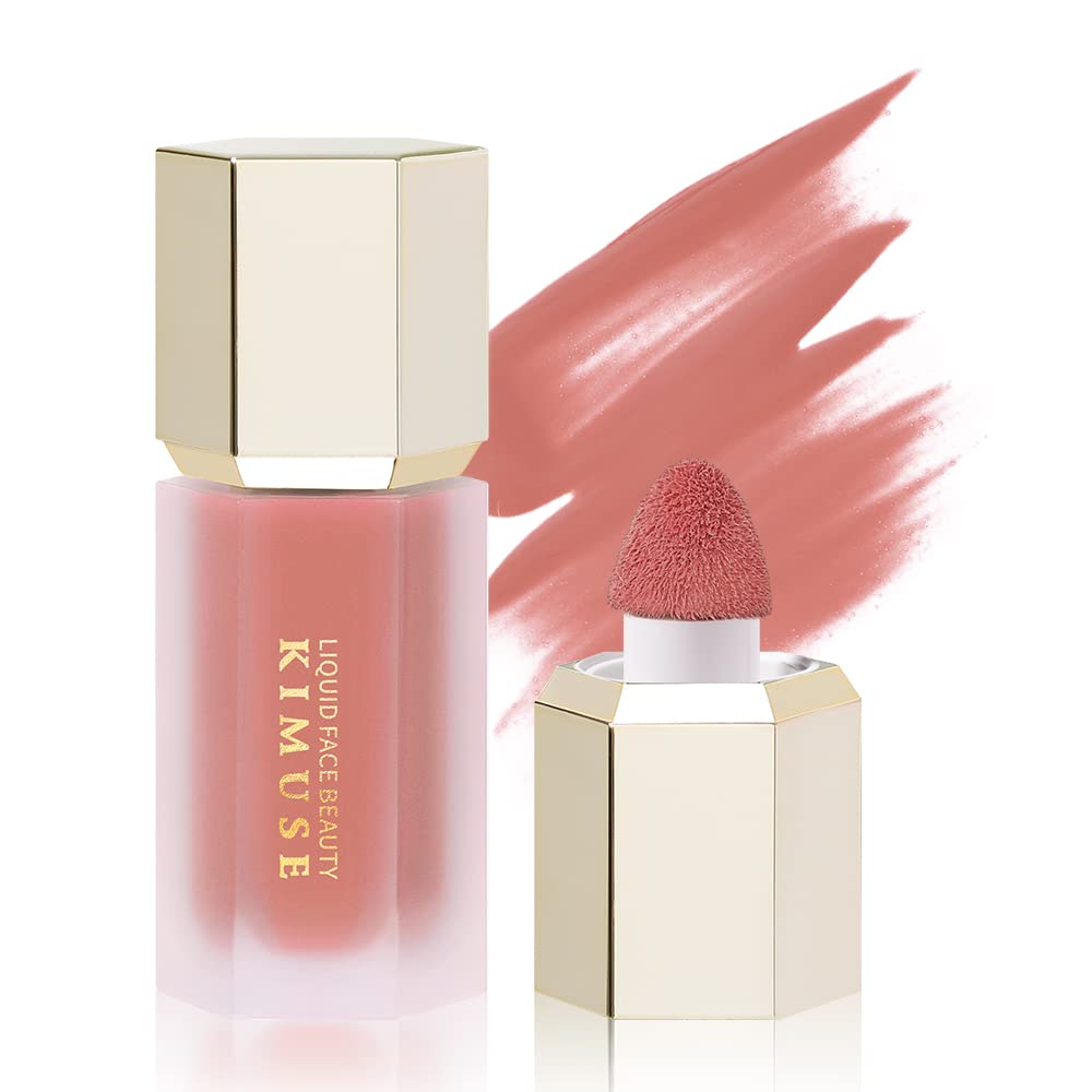 KIMUSE Liquid Blush, Soft Cream Blush Face Blush, Liquid Blush for Cheeks, Long-Wearing Pigmented Blush, Waterproof, Smudge Proof, Dewy Finish
