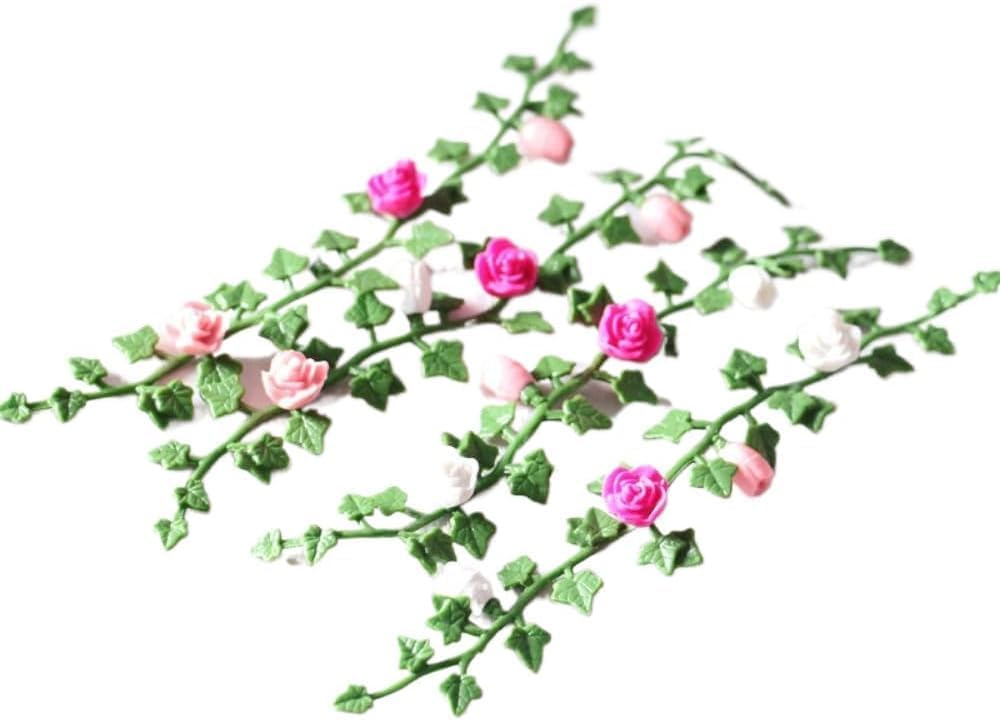 1Pc Mini Simulation Flower Strips and Vines Micro Landscape, 1:12 Miniature Model Mini Garden Scene Props Decoration (Random Color)