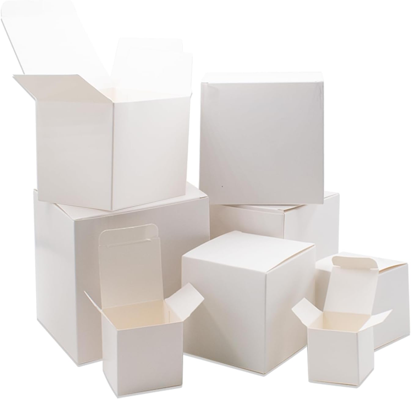 JoyHuaTrade 8 PCS Nesting Gift Boxes Assorted Size (1.2'' -4'') Prank Surprise White Square Box Funny Gag Supplies for Christmas Birthday Wedding Packaging Presents or Decoration