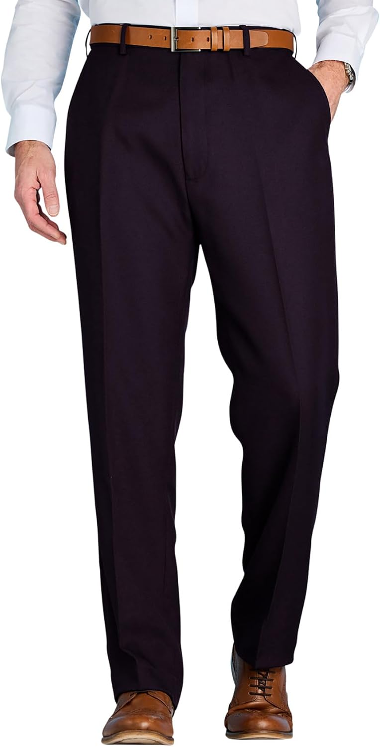 Chums Men's Classic Fit Expandable Waist Formal Smart Flat-Front Trousers | Elasticated & Roomy Cut Self-Adjusting Stretch Waist Pants, Classic Tailored Fit, Straight-Leg, Slant Pockets, Easy-Care