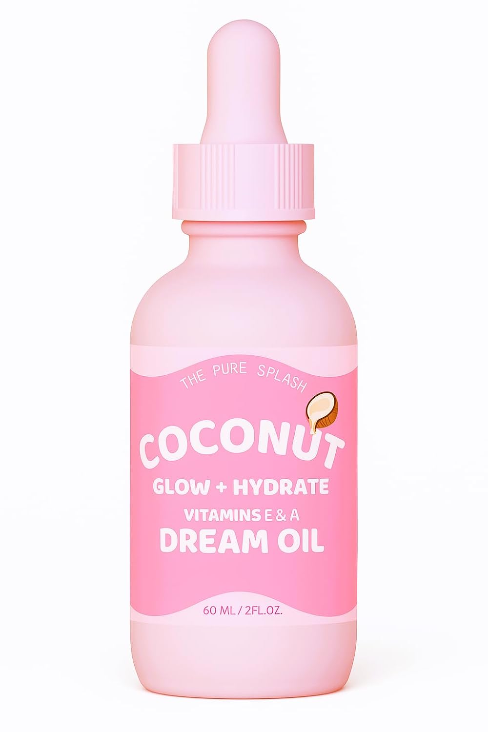 Coconut Dream Oil – Glow + Hydrate Face & Body Oil with Vitamins E & A – Lightweight, Non-Greasy Daily Moisturizer – 100% Natural, 2 fl oz