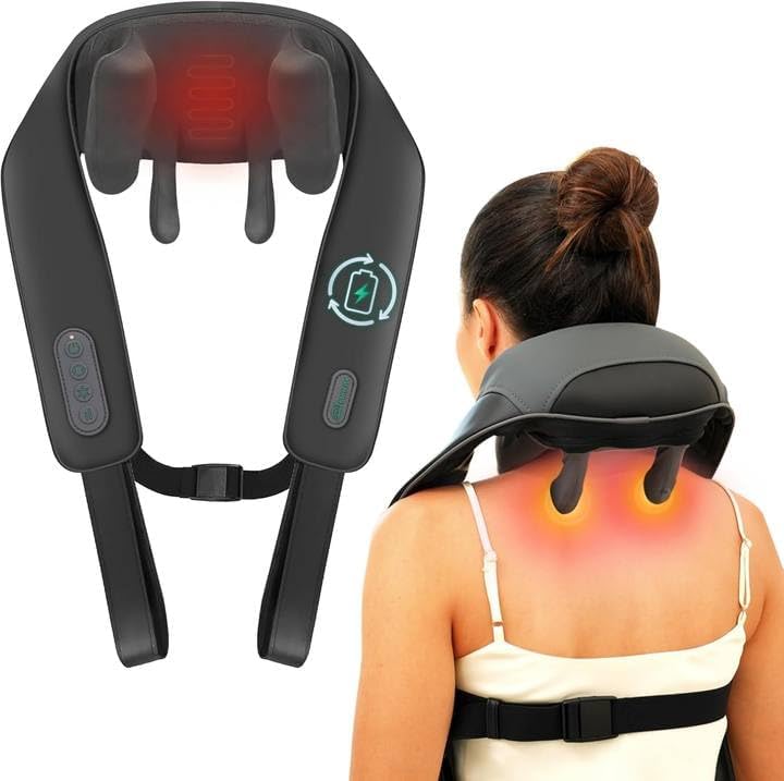 Snailax Neck Massager for Neck Pain Shoulder, Cordless Shiatsu Massager for Back, 6D Deep Tissue Kneading, Lightweight Snap-on Massagers for Home Office Use, Birthday Gifts for Women Men