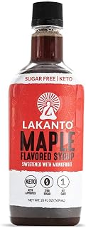 Lakanto Sugar Free Maple Syrup - Monk Fruit Sweetener, Keto Diet Friendly, Vegan, 1g Net Carbs, Pancakes, Waffles, Oatmeal, Coffee, Tea, Granola, Frosting, Marinade, Dressing (26 fl oz - Pack of 1)