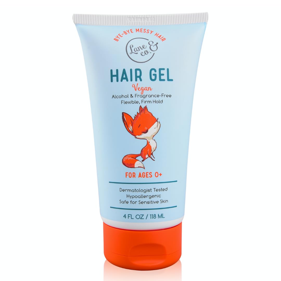 Lane & Co. Baby Hair Gel - Hypoallergenic Kids Hair Gel - Flexible Medium to Firm Hold - Tames Flyaways & Frizz - Fragrance Free - Dermatologist Tested - For Babies, Toddlers & Kids Ages 0+ - 4 fl.oz.