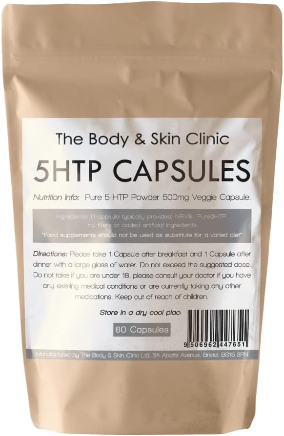 5HTP - 60 Capsules - extracted from 500mg of Griffonia Seed per Capsule, Providing Pure Source of 5-HTP - Herbal Pills to Promote Healthy Sleeping, Mood and Relaxation