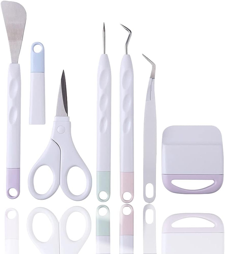 6PCS Craft Vinyl Weeding Tools for Card Making Mini Weeding Tools Vinyl for Basic Weed Removal Tool Kit Bundle for Lettering Stencils Cardstock Arts Project Precision Craft Vinyl Tools Kit