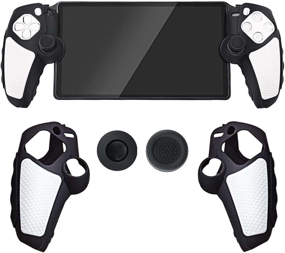Silicone Grip Cover Case for PlayStation Portal, Anti-Slip Controller Protective Sleeve Ergonomic Handle Case with 2 Thumb Grip Caps for PS Portal Gaming Accessories (Black)
