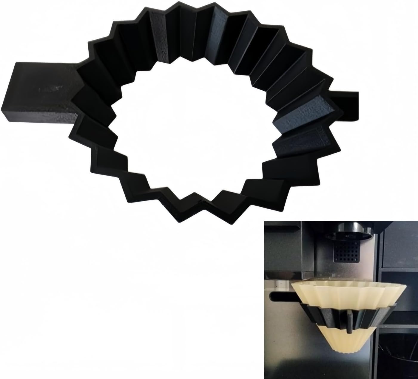 3D Printed Filter Cup Stand, Compatible with Xbloom Studio Origami Dripper, Origami Dripper Holder, Coffee Brewing Bracket for Home Hand Drip Coffee Making (Black)